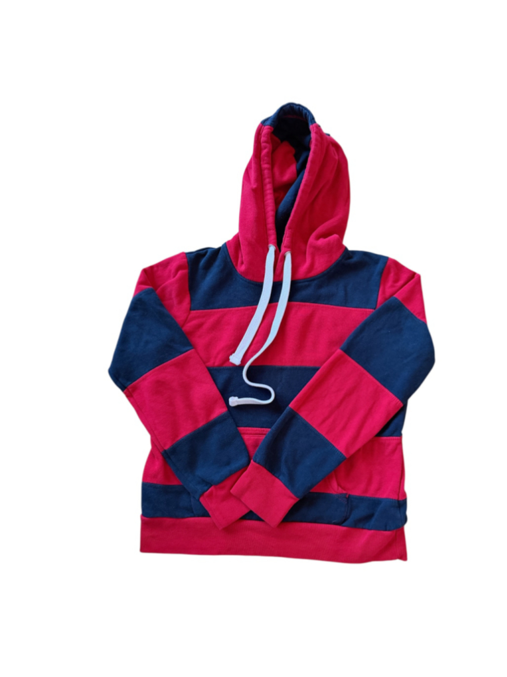 Reflex pullover striped hoodie. Red and navy. Medium.
